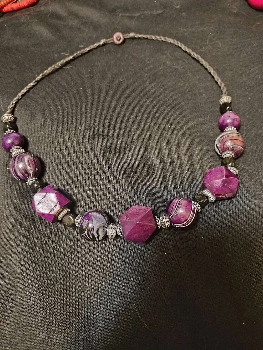 Set Of Four- Vintage Beaded Purple Necklace Lot